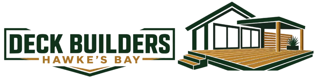 Official company logo featuring the text Deck Builders Hawkes Bay alongside a modern timber deck and house icon.